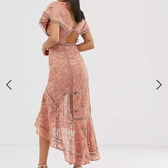 NWT ASOS DESIGN Tall Flutter Sleeve Midi Dress - Picture 2 of 7